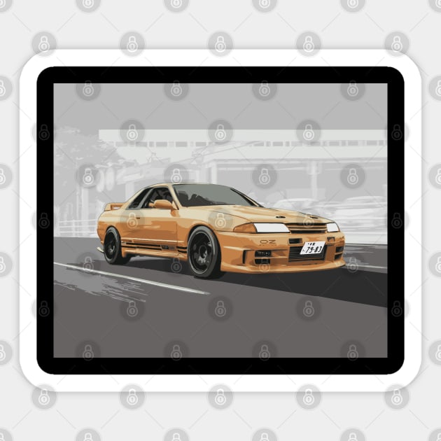 NISSAN SKYLINE R32 GTR V-SPEC II BNR32 TUNED 650R TOP SECRET SMOKEY NAGATA ART Sticker by cowtown_cowboy